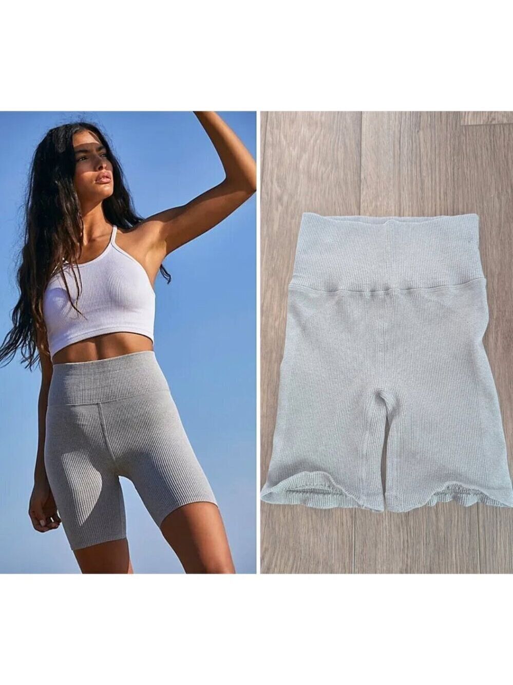 NEW! FP Movement | Happiness Runs Bike Shorts In Heather Grey
